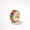 Kashi Amazon Cross-border European and American new fashionable and individual hip-hop seven-color copper inlaid zircon high-end design ring Item Picture